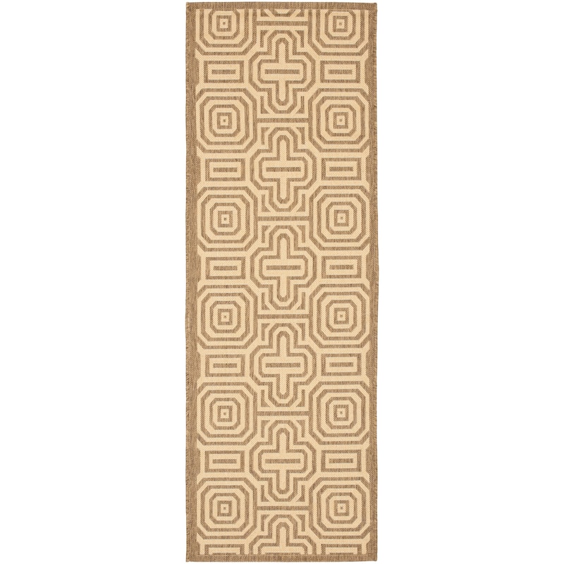 SAFAVIEH Courtyard Billye Indoor/ Outdoor Waterproof Patio Backyard Rug - 2'3" x 6'7" Runner - Natural/Brown