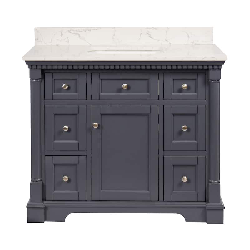 KitchenBathCollection Sydney 42" Bathroom Vanity with Engineered Marble Top