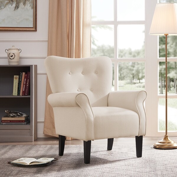 Shop Belleze Modern Wingback Chair Armrest Linen with High ...