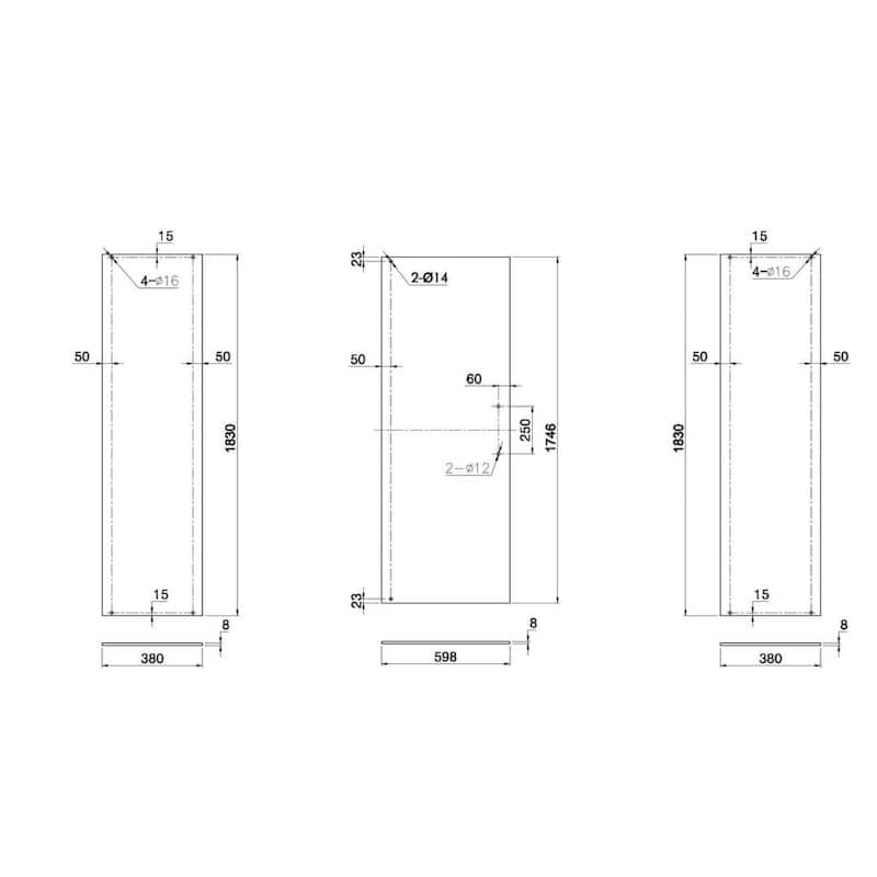 Kichae Shower Door 34-1/8" x 72" Semi-Frameless Neo-Angle Hinged Shower Enclosure - 34'' x 72''