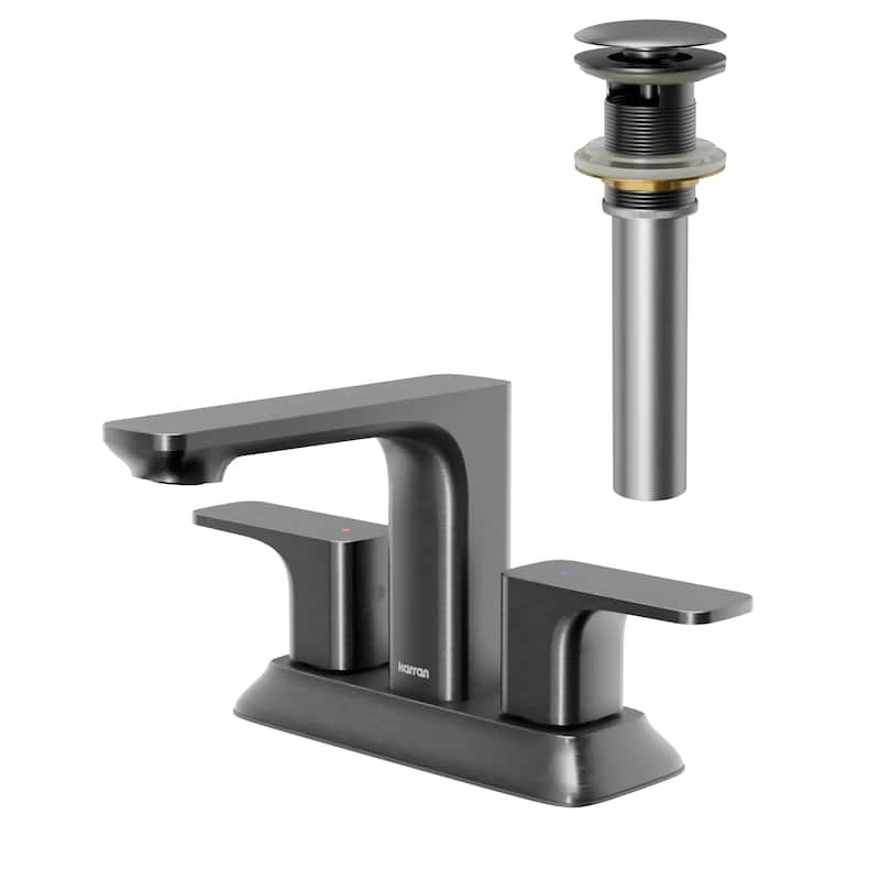Karran Venda KBF516 2-Handle Two Hole Centerset Faucet Bathroom Faucet with Matching Pop-up Drain - Gunmetal Grey