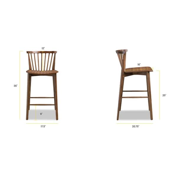 dimension image slide 1 of 3, Poly & Bark Ligna Counter Stool - Solid Wood Frame