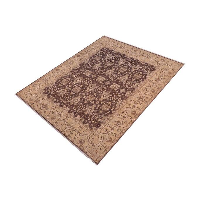 Boho Chic Ziegler Kolby Charcoal Beige Hand-Knotted Wool Rug - 7'10'' x 9'8''