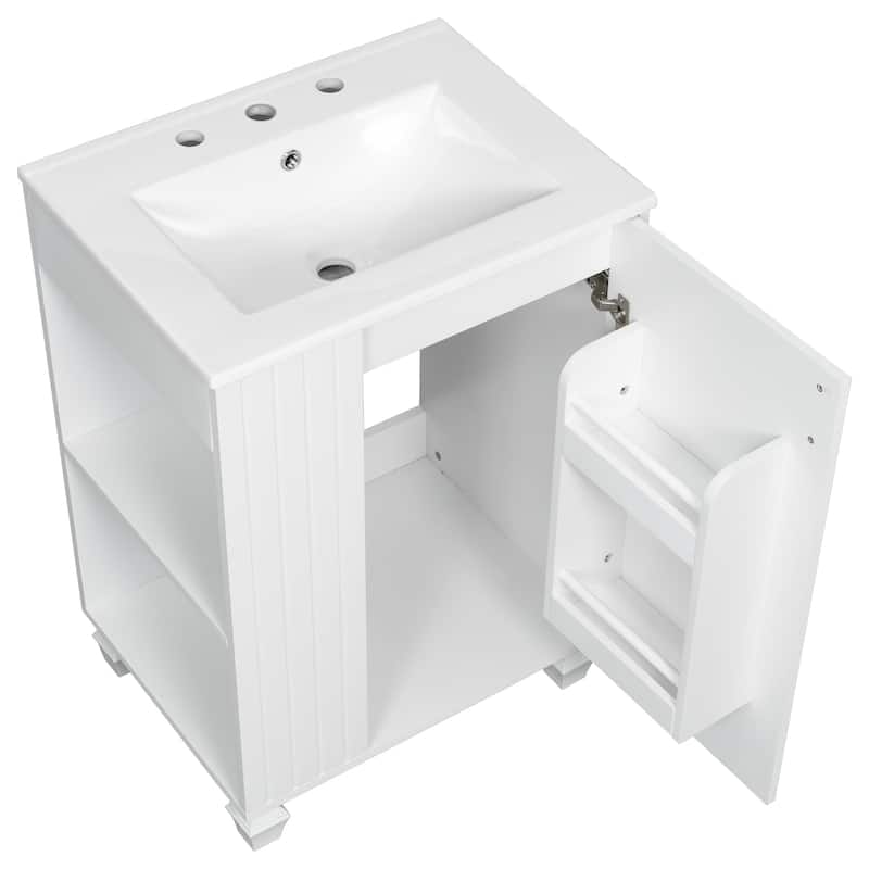 Roomfitters Bathroom Vanity with Sink, Cabinet with Door Shelf and Side Open Storage, Solid Wood Frame, Soft Closing Door