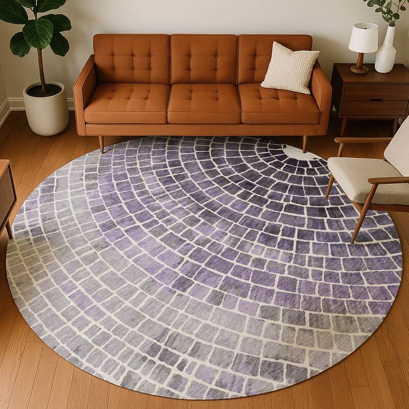 Machine Washable Indoor/ Outdoor Mosaic Rome Chantille Rug