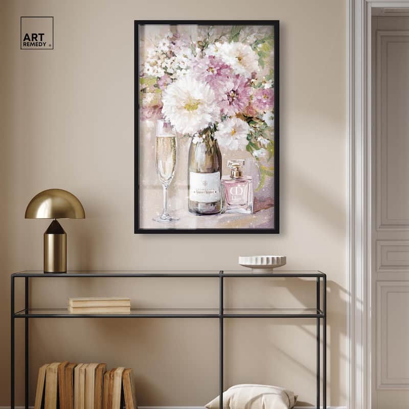 Light Floral Champagne Vase Shadowbox by Art Remedy