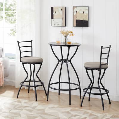 3 Bar Table and Chairs Set with Metal Back and Fabric Seat