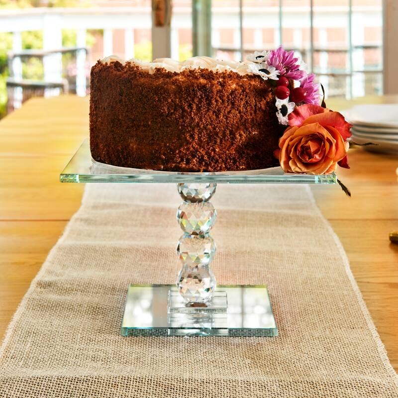Exquisite Crystal Dessert Stand with Mirror Pedestal Base