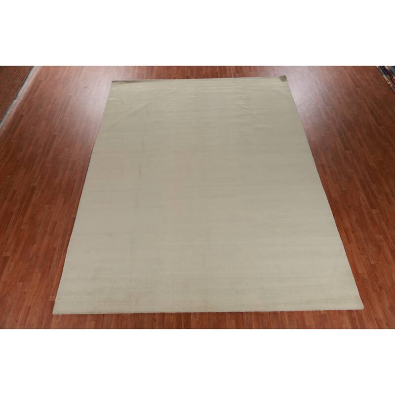 Hand Knotted Oriental 100% Wool Carpet Modern Solid Green Gabbeh Area Rug - 13' 0'' X 10' 0''
