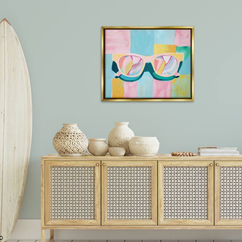 Stupell Blocked Pastels & Sunglasses Framed Floater Canvas Wall Art Design By Arlington Prints