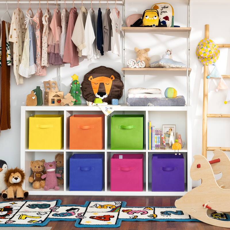 6 Pack Fabric Storage Cube Bins, Collapsible Cube Organizers with Handles