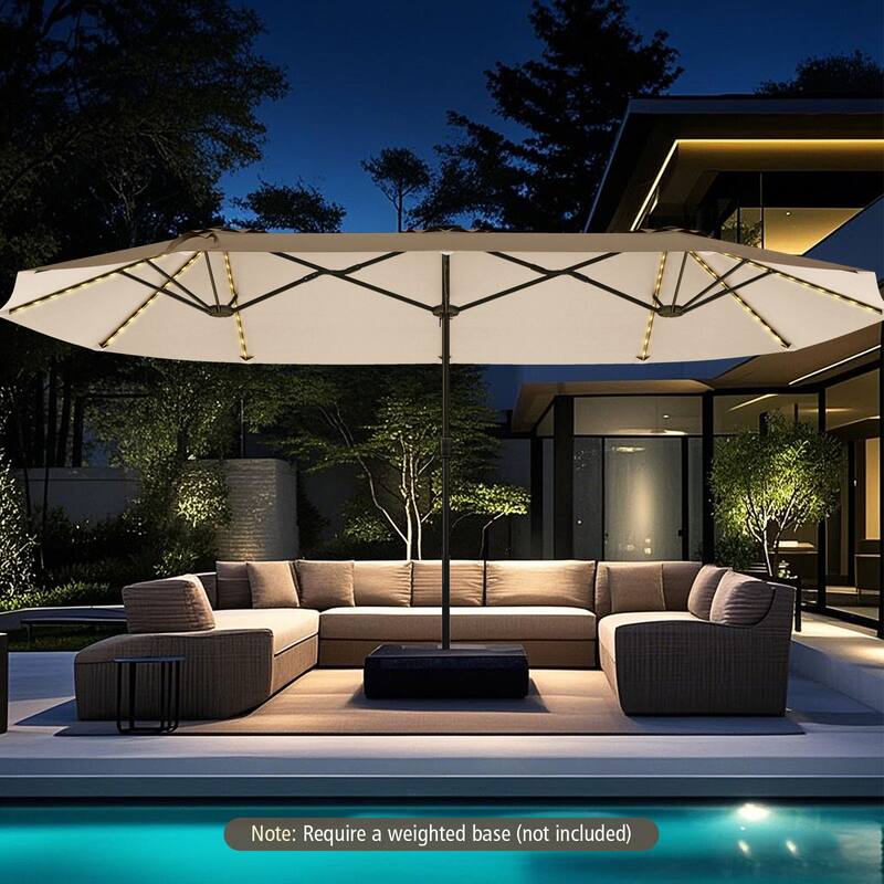Costway 15.5 FT Extra-Large Patio Umbrella with LED Solar Lights & 12 - See Details