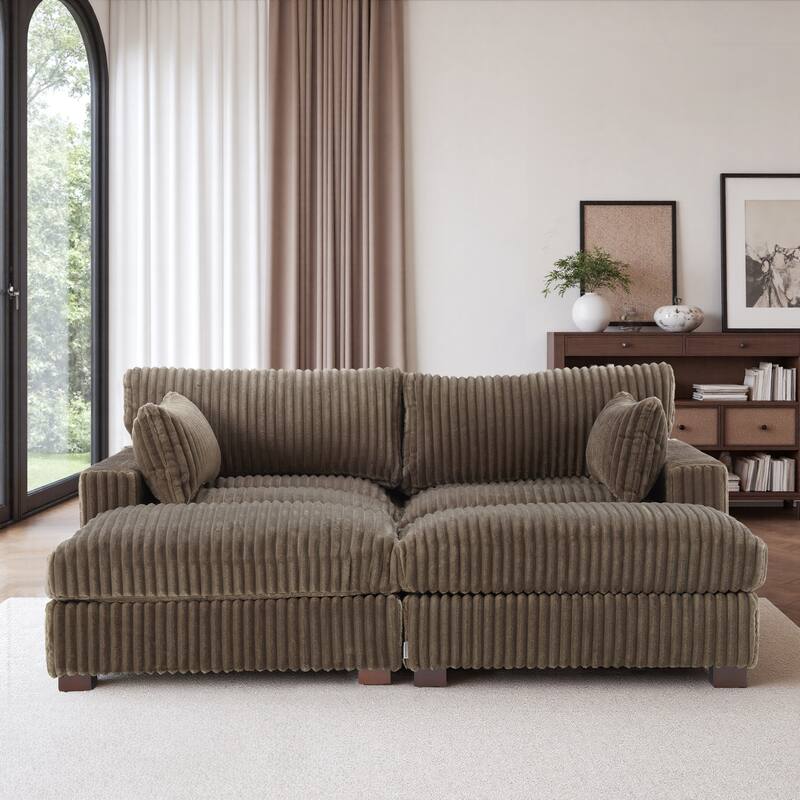 Modren Plush Oversized Modular Sectional Sofa Set with Chaise&Ottoman.