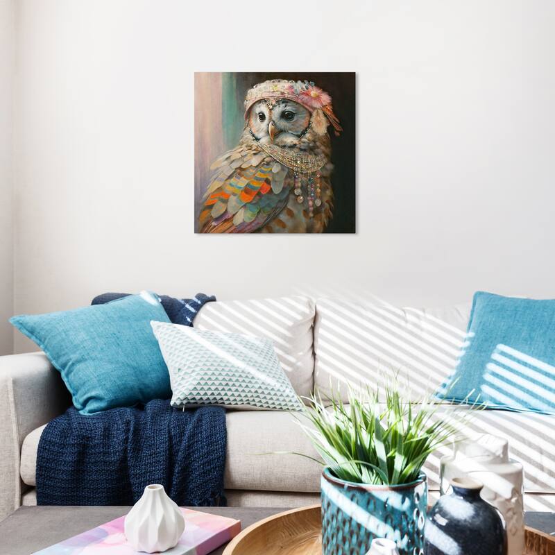 Wynwood Studio Canvas Animals Owlette II White and Light Pink Traditional Wall Art Canvas Print - White, Pink - 20 x 20