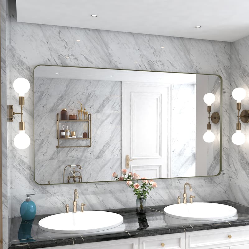 QuivaraView Rectangular Aluminum Framed Bathroom Vanity Mirror - 72" x 36" - Bronze