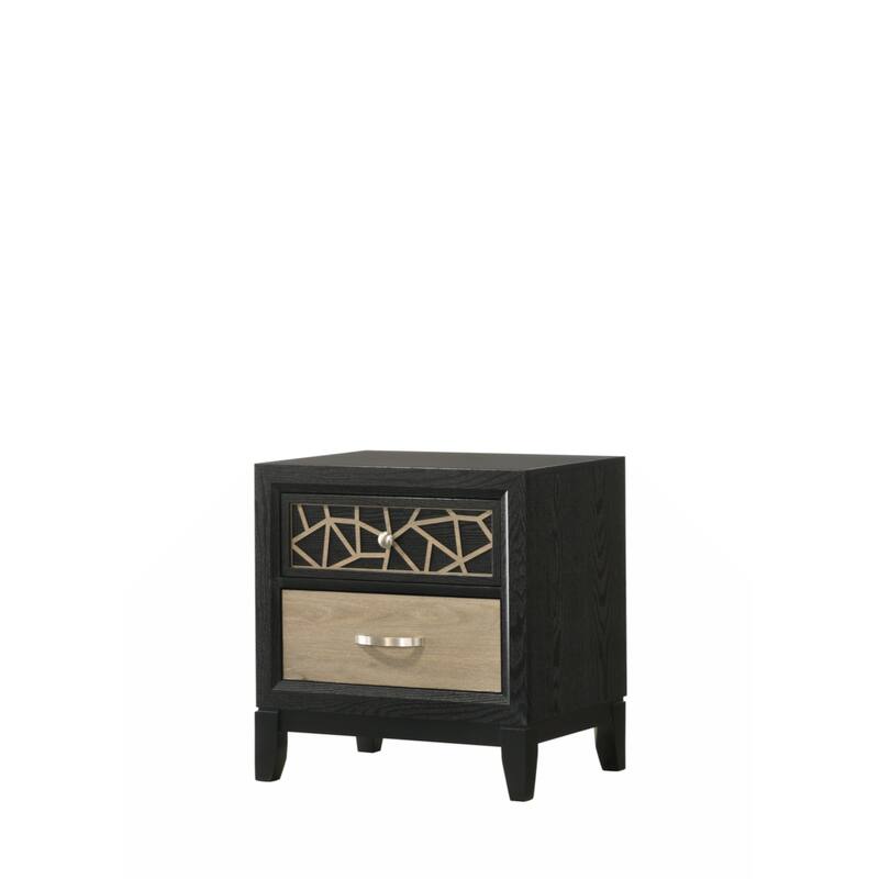 Selena Modern & Contemporary Nightstand Made with Wood in Black and Natural
