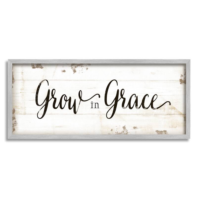 Grow In Grace Cursive Typography Framed Wall Art