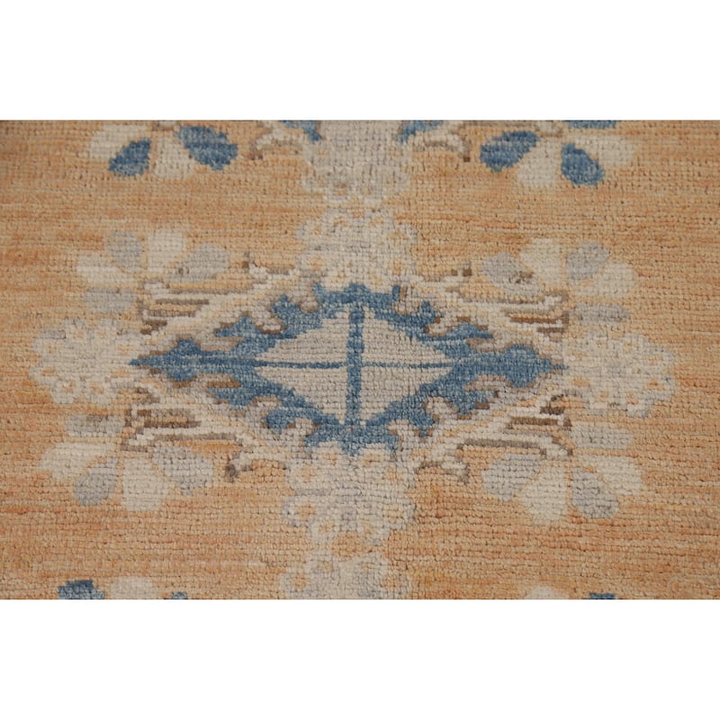 Vegetable Dye Orange Oushak Turkish Area Rug Hand-Knotted Wool Carpet - 5'7"x 7'11"