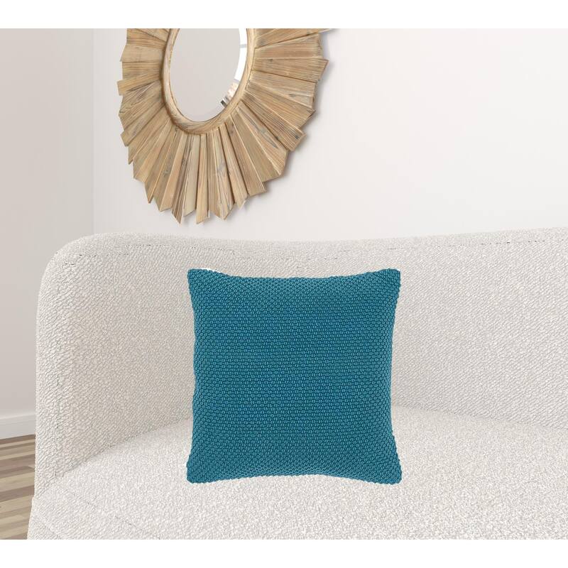 Teal Nubby Textured Modern Throw Pillow