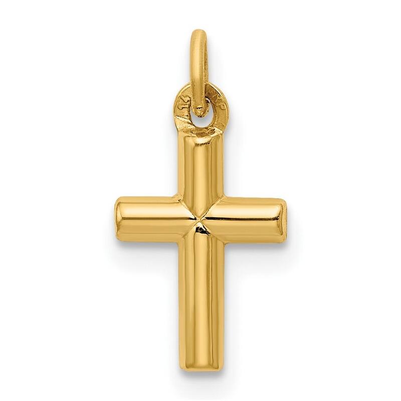 Curata 14k Yellow Gold Polished Very Small Cross Necklace - 8x13.5mm