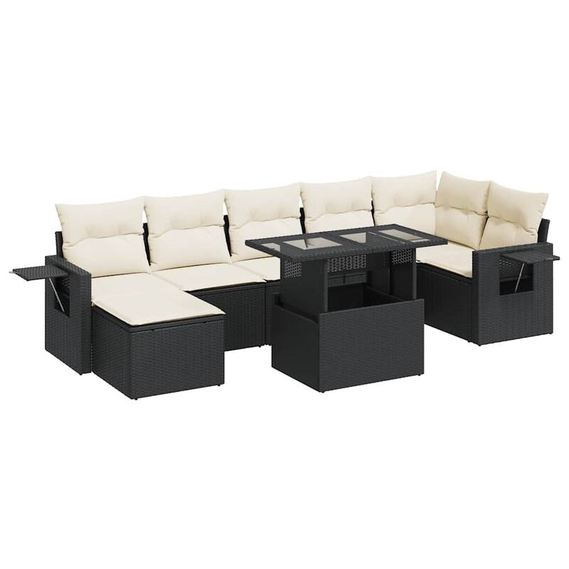 vidaXL Patio Sofa Set with Cushions Outdoor Furniture 8 Piece Poly Rattan