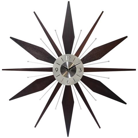 Utopia Starburst Mid-Century Modern Large 30 inch Wall Clock by Infinity Instruments - 30 x 2 x 30
