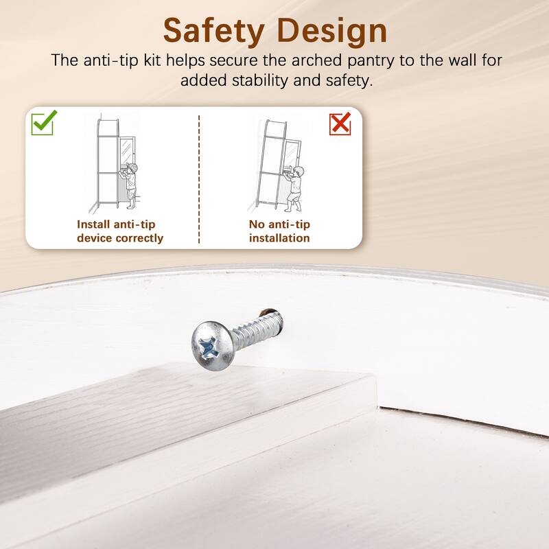 71" Fluted Tall Arched Bathroom storage Cabinet with Adjustable Shelves,Display Storage with Hidden Drawer & Glass Door