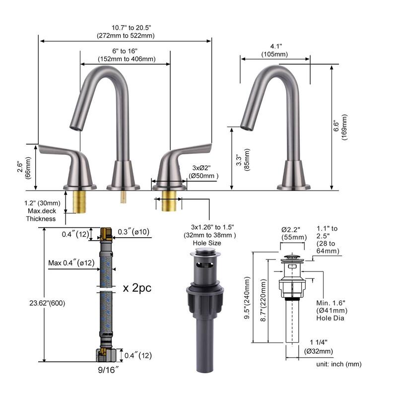 WOWOW 8 in. Widespread Double Handle Bathroom Faucet