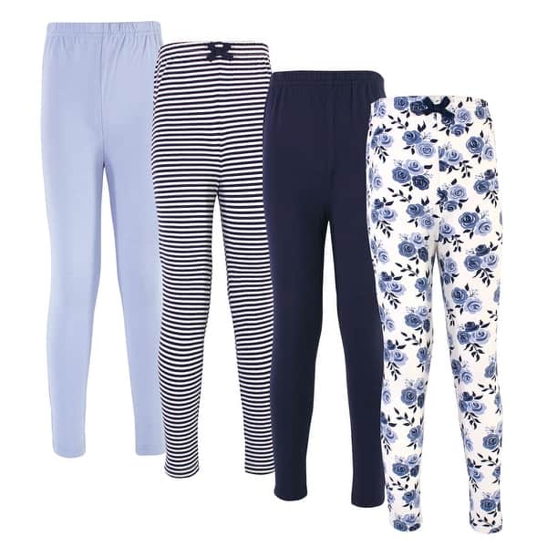slide 1 of 1, Touched by Nature Baby Organic Cotton Leggings 4pk, Navy Floral 0-3 Months - Navy Floral