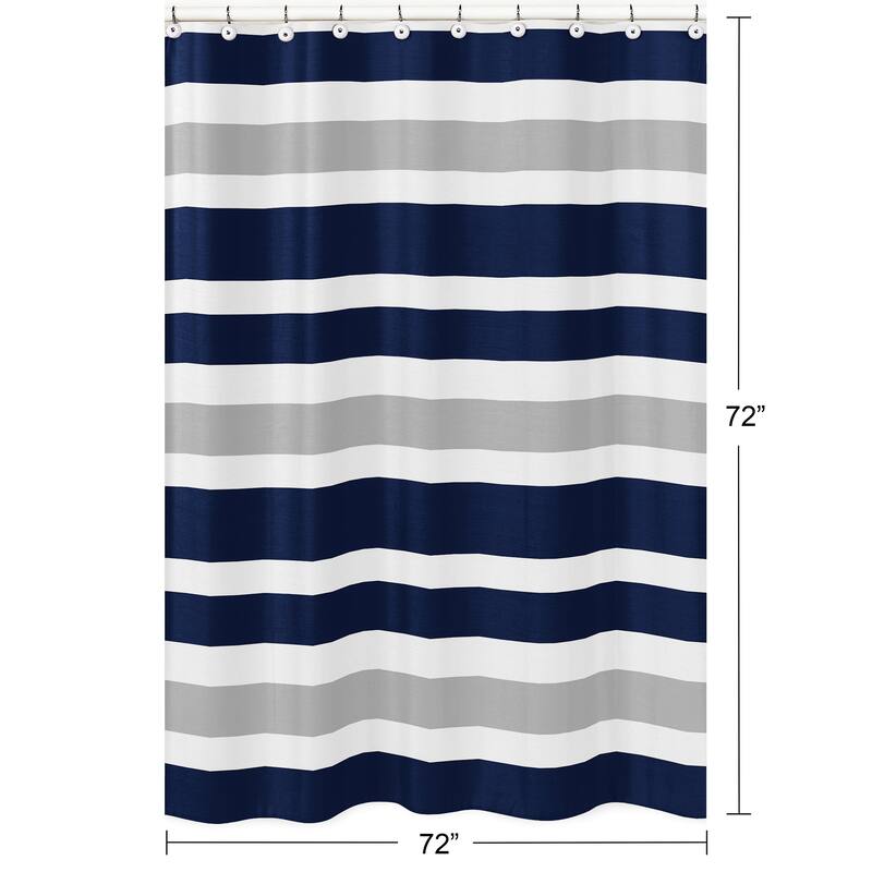Navy Blue and Gray Stripe Shower Curtain