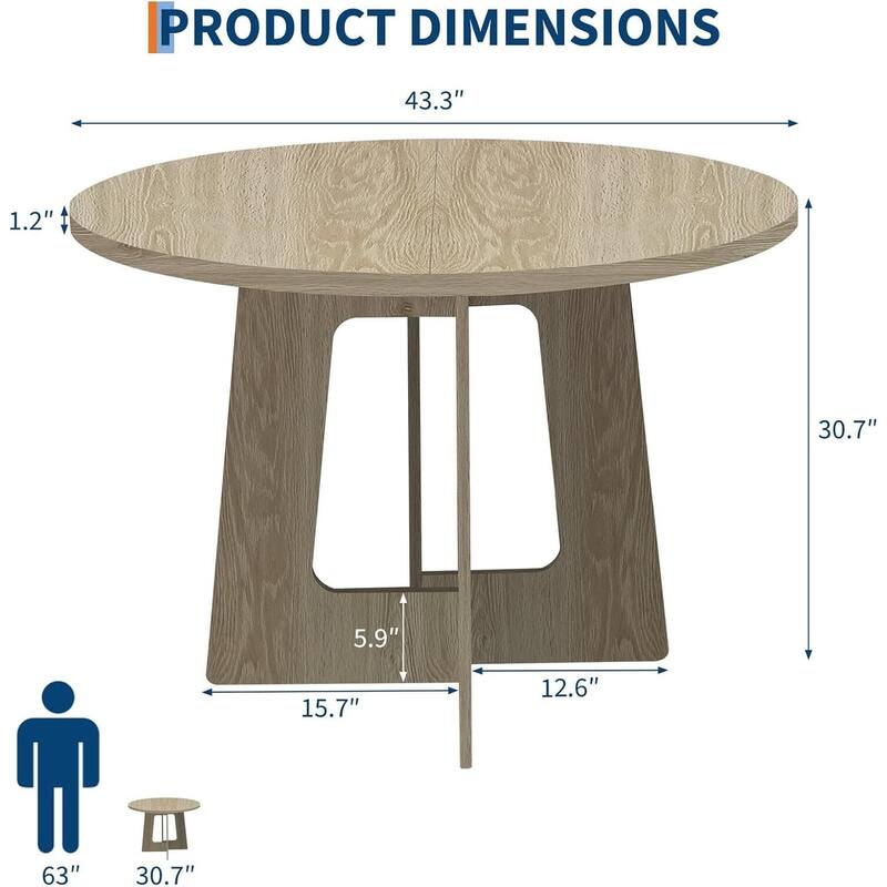43.3" Kitchen Round Dining Table for Dining Room, Kitchen, Apartment Small Spaces (Only Table)