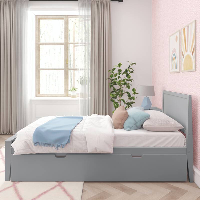 Max and Lily Twin-Size Bed with Panel Headboard and Trundle