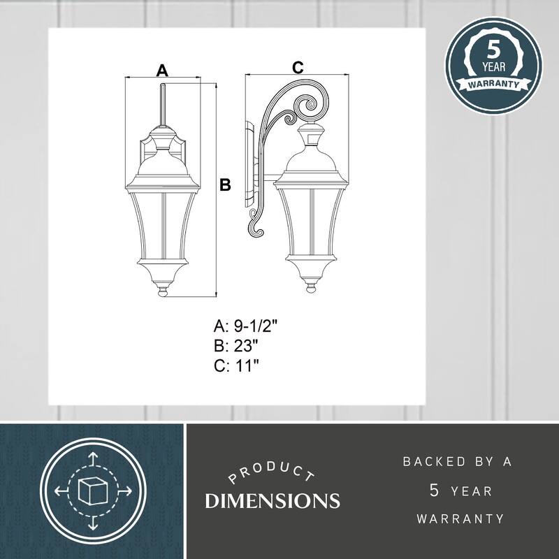 Aberdeen Black Motion Sensor Dusk-to-Dawn Outdoor Wall Light - 9.5-in W x 23-in H x 11-in D