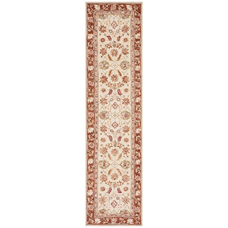 SAFAVIEH Handmade Chelsea Enuta French Country Wool Rug - 2'6" x 10' Runner - Ivory/Rust