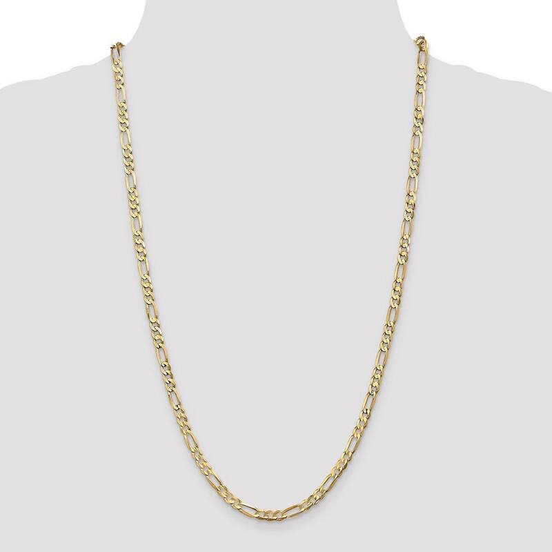 Curata 10k Yellow Gold Solid Polished Lobster Claw Closure 4.5mm Light Figaro Chain Bracelet