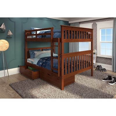 Espresso Full over Full Mission Bunk Bed with Drawers or Twin Trundle