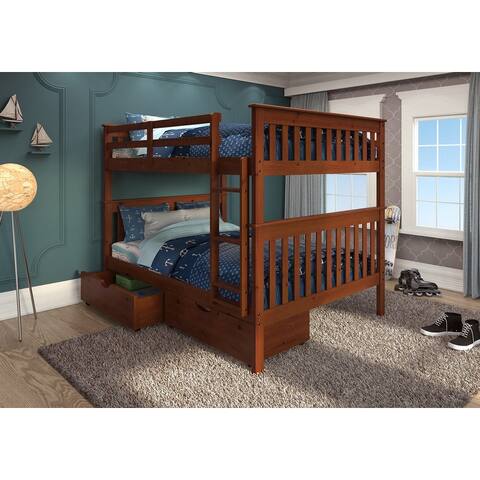 Espresso Full over Full Mission Bunk Bed with Drawers or Twin Trundle