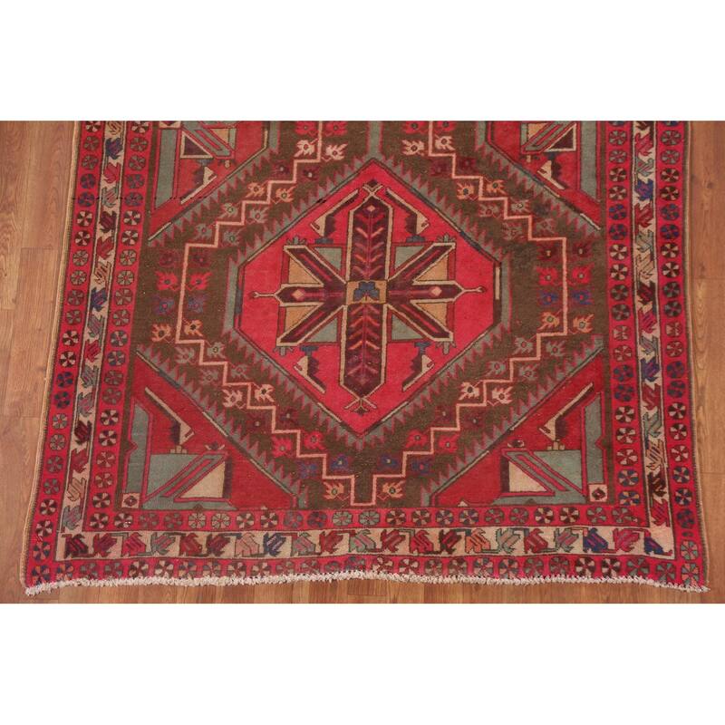Meshkin Persian Vintage Area Rug Handmade Wool Carpet - 4'8" x 10'6"