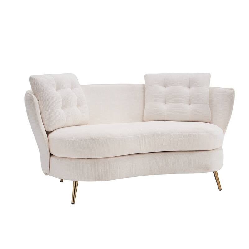 Upholstered Couch with Golden Metal Legs