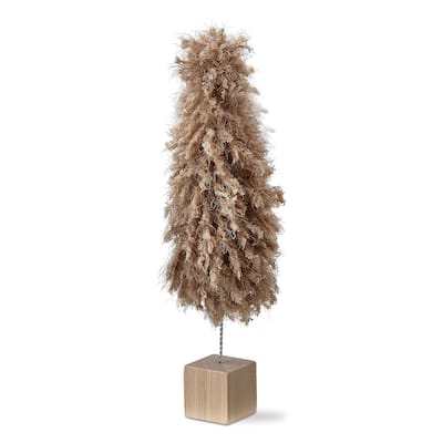 Minky Fleece Tree Sculpture Medium Taupe 14in Holiday Decor Christmas Decorative Object - Taupe Brown