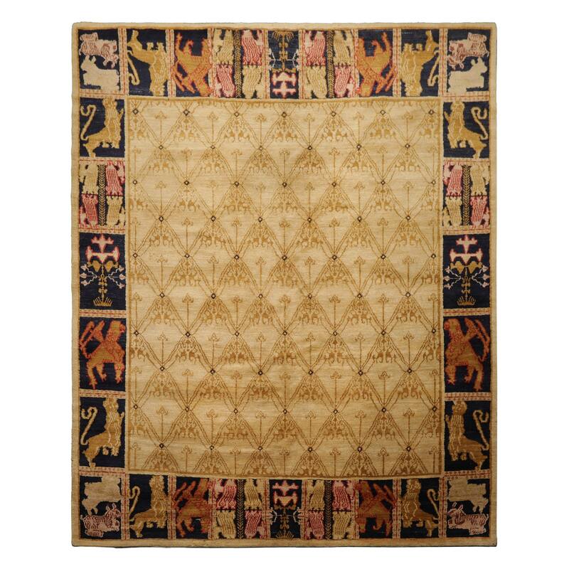 8'2''x9'10'' Hand Knotted Beige Wool Tibetan Transitional Area Rug - 8' 2'' x 9' 10'' - 8' 2'' x 9' 10''