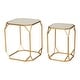 preview thumbnail 8 of 41, Glitzhome Set of 2 Glam Glass Modern Side Table Sofa Table Octagon-Gold