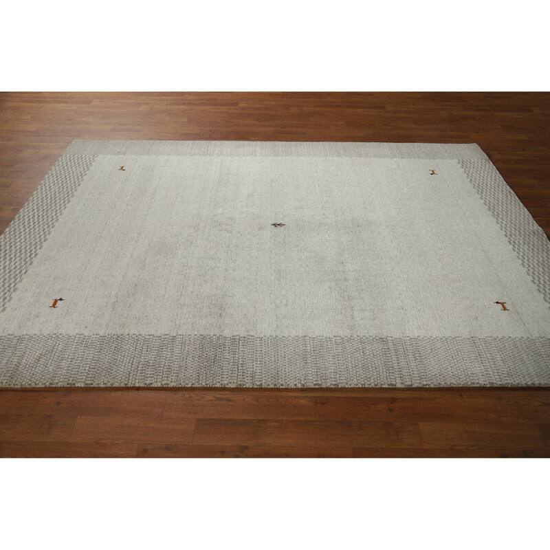 Hand Knotted Oriental 100% Wool Carpet Tribal Tribal Beige & Ivories Gabbeh Area Rug - 7' 9'' X 5' 6''
