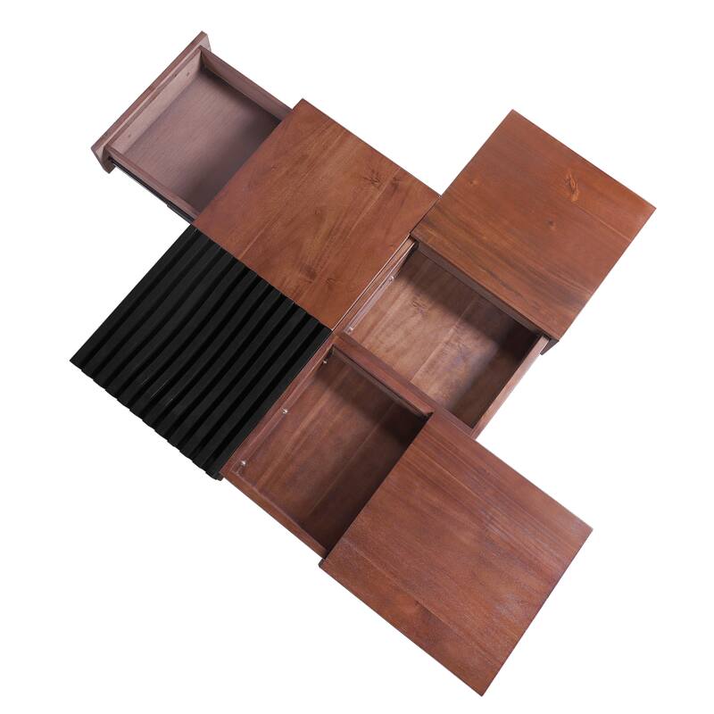Italian Retro - INSPIRED ACACIA WOOD STORAGE COFFEE TABLE ,BROWN & BLACK COLOR