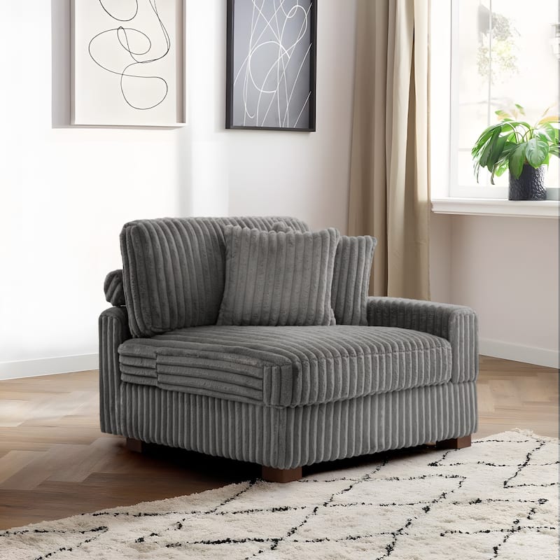 Cotton Flannel Armchair Sofa Corner Chairs for Living Room - Light Grey - Armchair Right