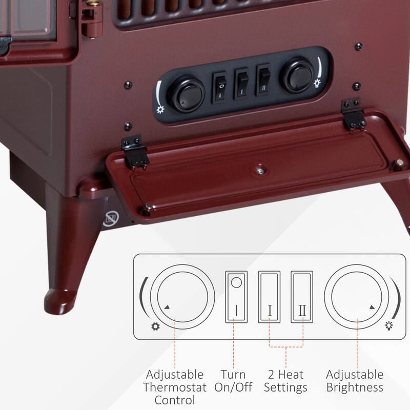 HOMCOM 1500W Portable Electric Fireplace Heater with 216 Sq. Ft. Radius