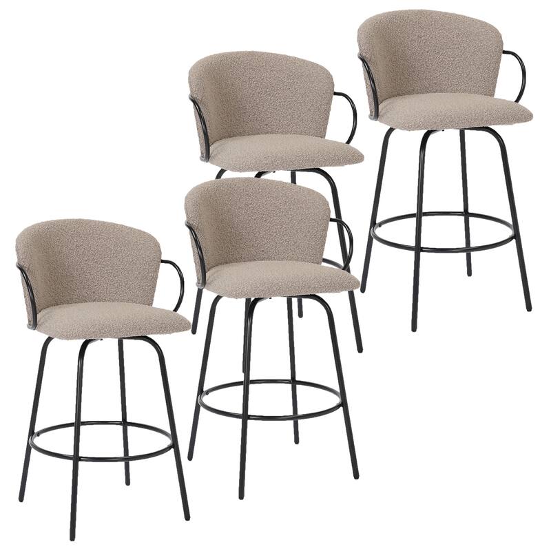 Modern Fabric & Metal 26" Counter Stool w/Swivel, Set of 4