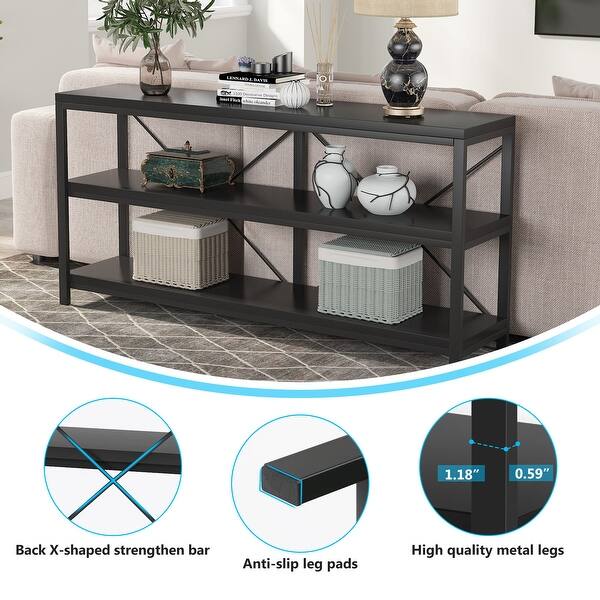 Shop Sofa Table 3 Tiers Console Table Narrow Long Sofa Table Overstock 32523663 Black
