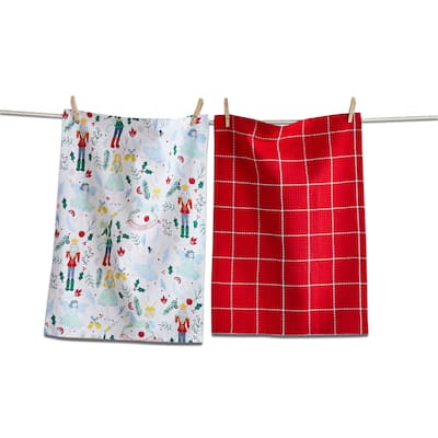 Nutcracker Dishtowel Set of 2 - Multicolor Cotton Kitchen Towels, Everyday Use, Machine Wash, 26" x 18"