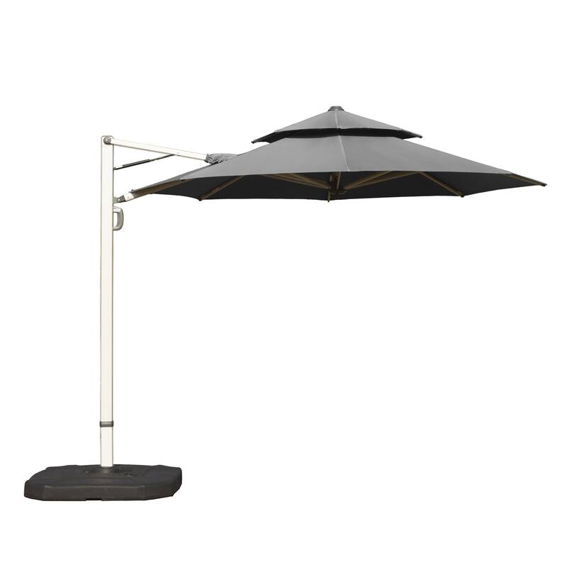 Round Cantilever Umbrella with Center Pole, Gray (Base Not Included)